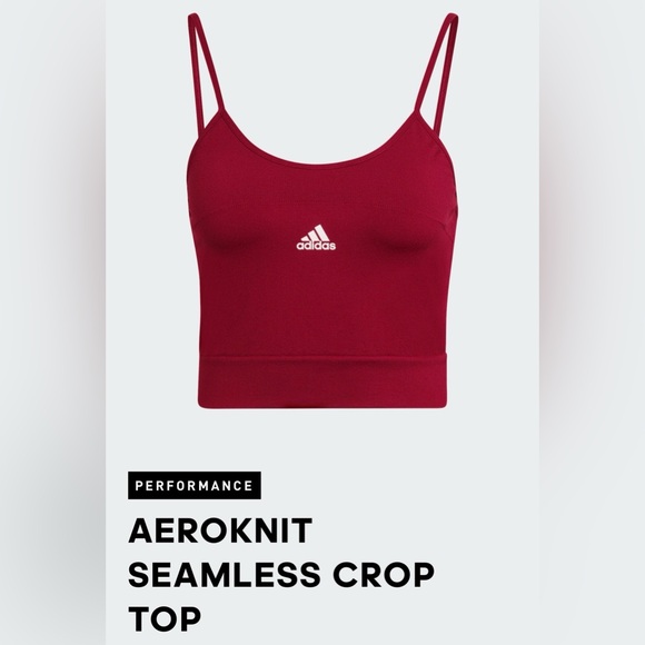 Adidas Maroon and White Aeroknit Seamless Crop Top - Picture 2 of 5